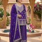 Purple Color Chinon Silk With Embroidery And Sequins Work Sharara Suit Near Me