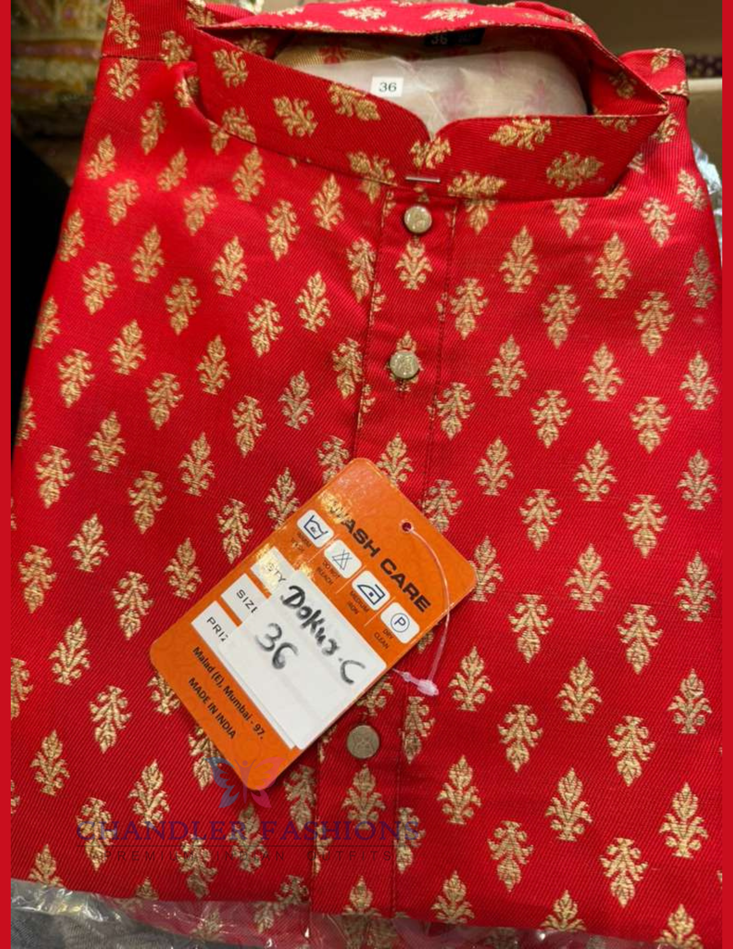 Wonderful Red Color Soft Silk Jacquard With Self Design Floral Motif Work Kurta Suits For Men