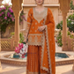 Amazing Orange Color Chinon Silk With Embroidery And Sequins Work Sharara Suit For Women