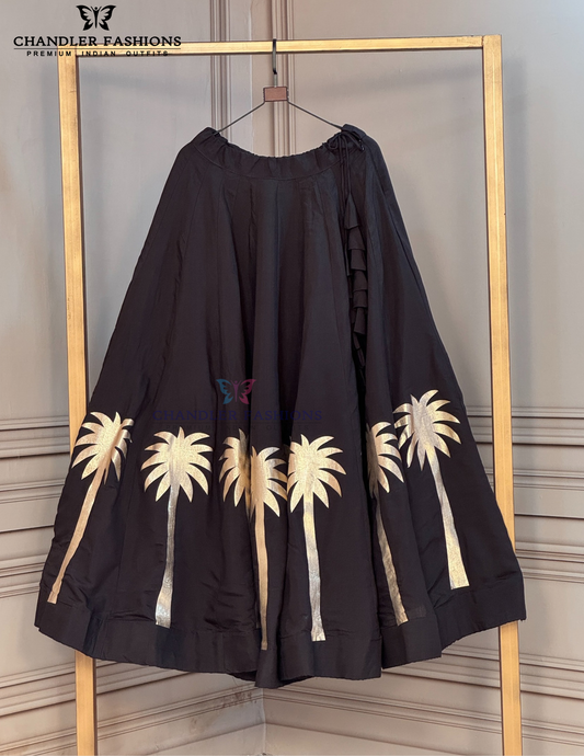 Stunning Black Color With Roman Silk Printed Work For Women
