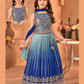 Attractive Blue Color Embroidery And Sequins Work Choli Set With Dupatta For Girls