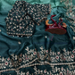 Teal Green Color Fendy Chiffon Saree In Tempe