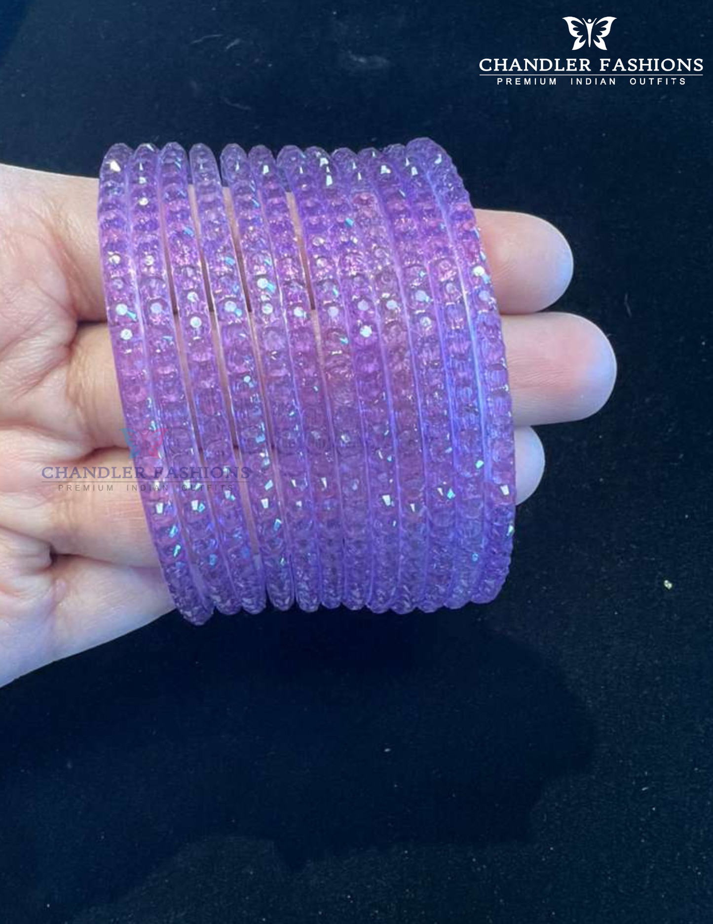 Elegant Lavender Color Raindrop Glass Bangles For Women