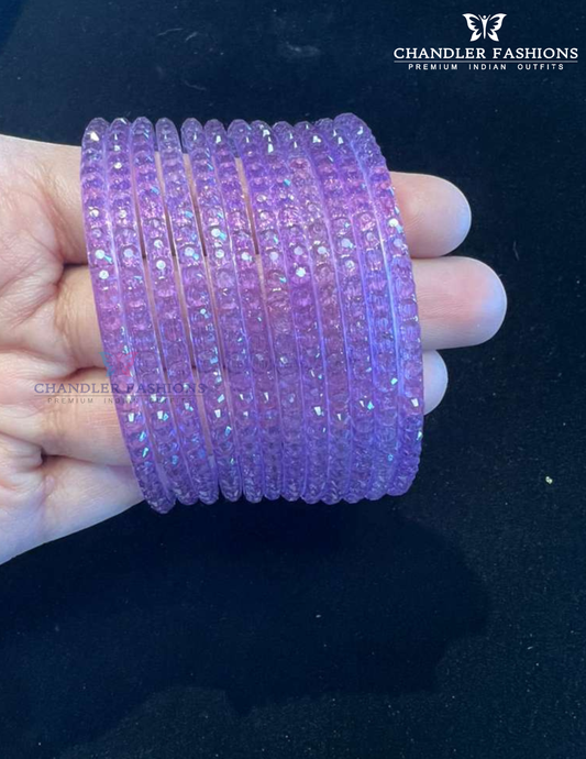 Elegant Lavender Color Raindrop Glass Bangles For Women