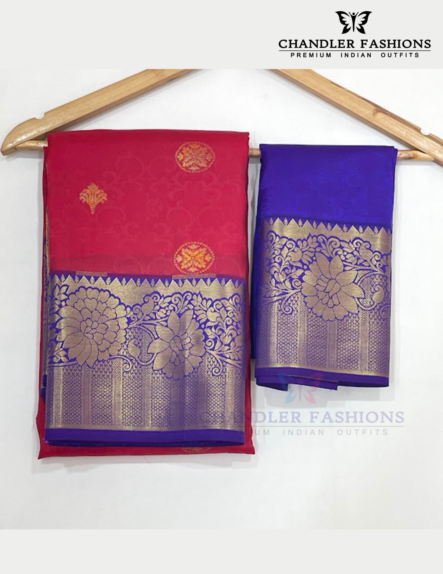 Red Color Pure Kanchi Silk With Gold Zari Work Saree Near Me