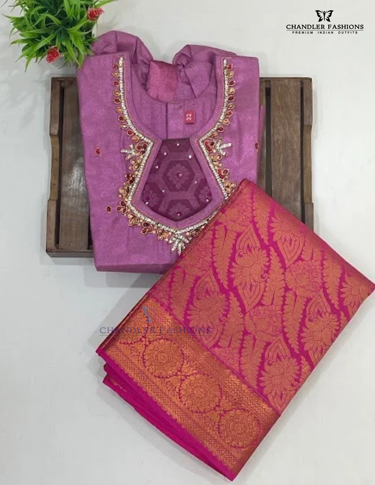 Pink And Lavender Color Art Silk Langa Set With Stone And Zari Work In USA