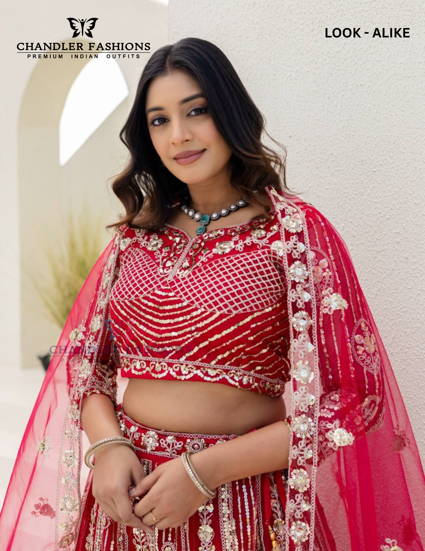 Red Color Net Embellished Embroidered Lehenga In surprise