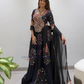Stunning Black Color Rayon With Real Mirror Embroidry Work Chaniya Choli For Women