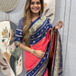 Blue And Orange Color Mysore Silk Ready To Wear Saree Near Me