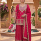 Stunning Pink Color Chinon Silk With Embroidery And Sequins Work Sharara Suit For Women