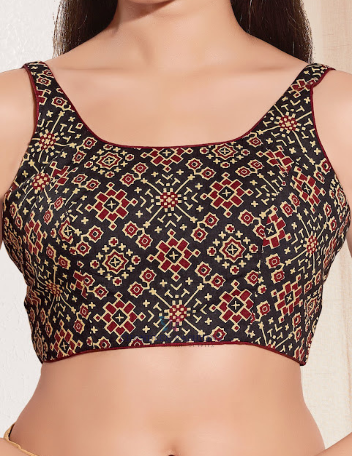 Attractive Black Color Cotton Readymade Blouse For Women