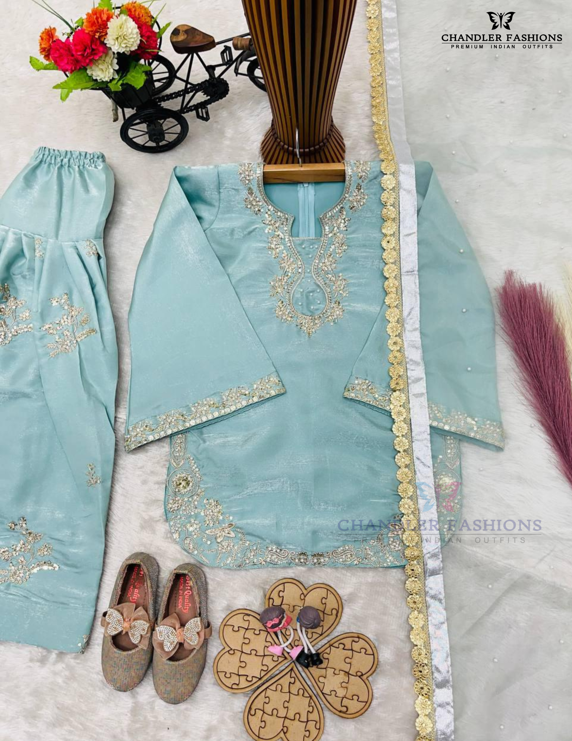 Light Blue Kids Kurti Suits In Gilbert