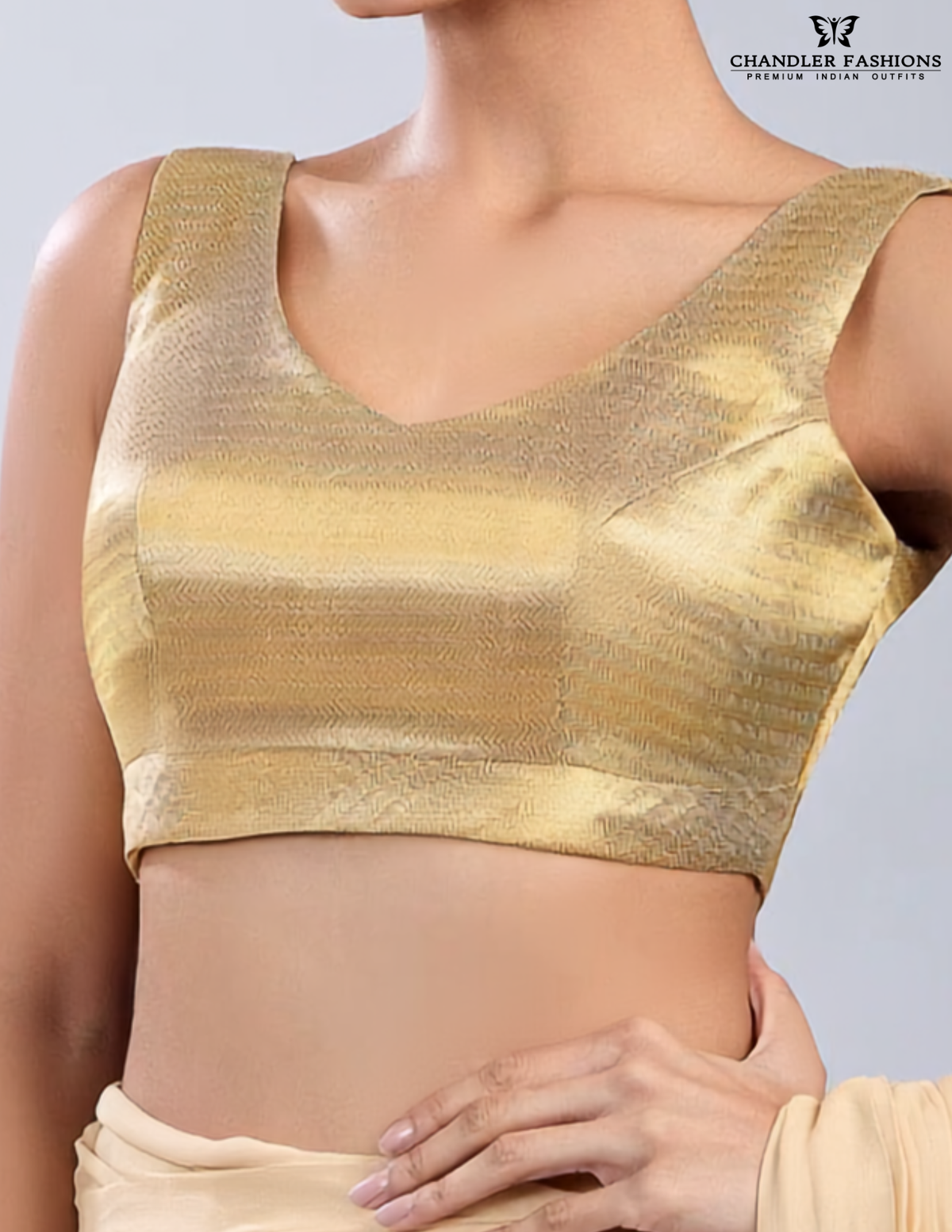 Alluring Gold Color Silk Readymade Blouse For Women