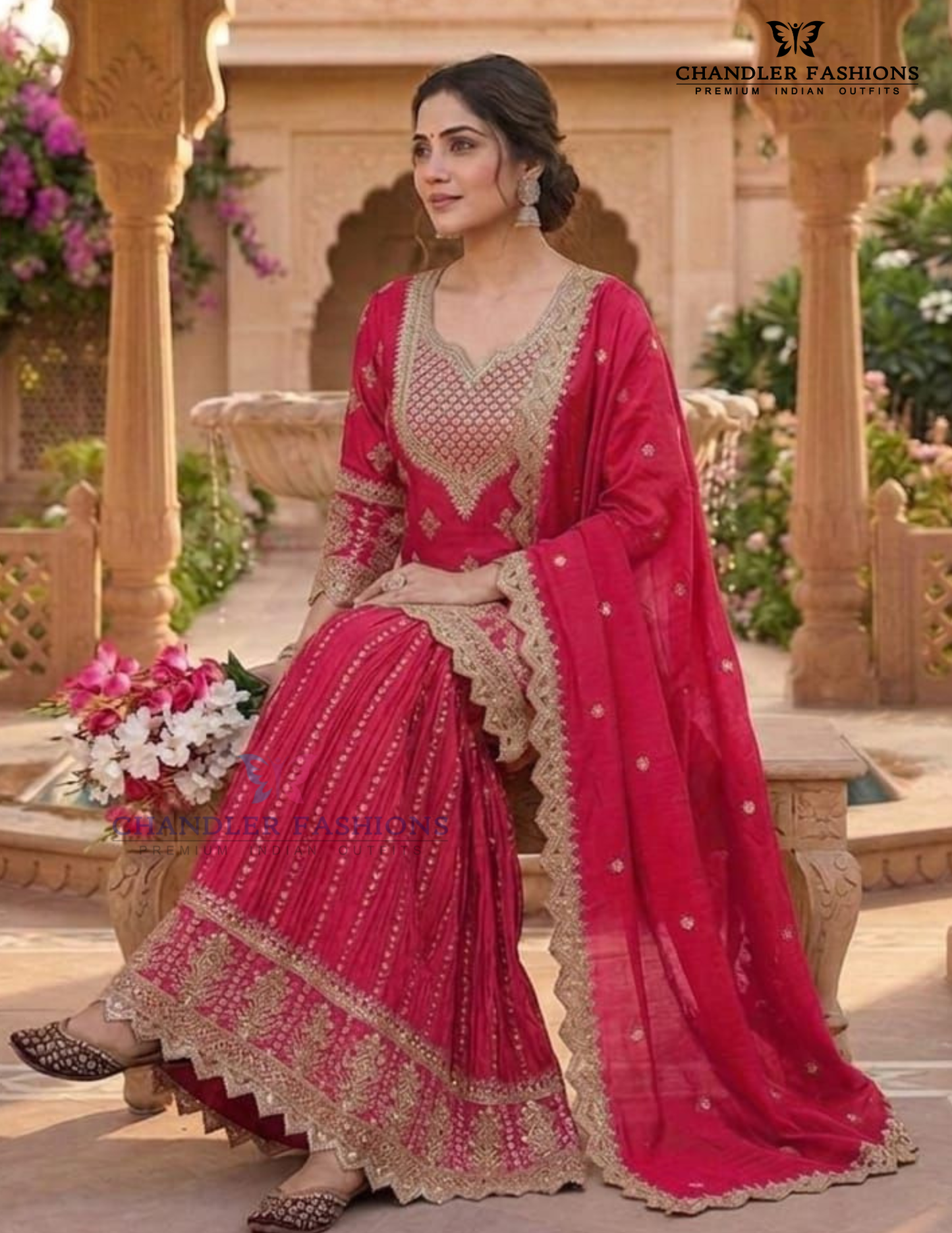 Pink Color With Sequins Work Sharara Suit In Mesa
