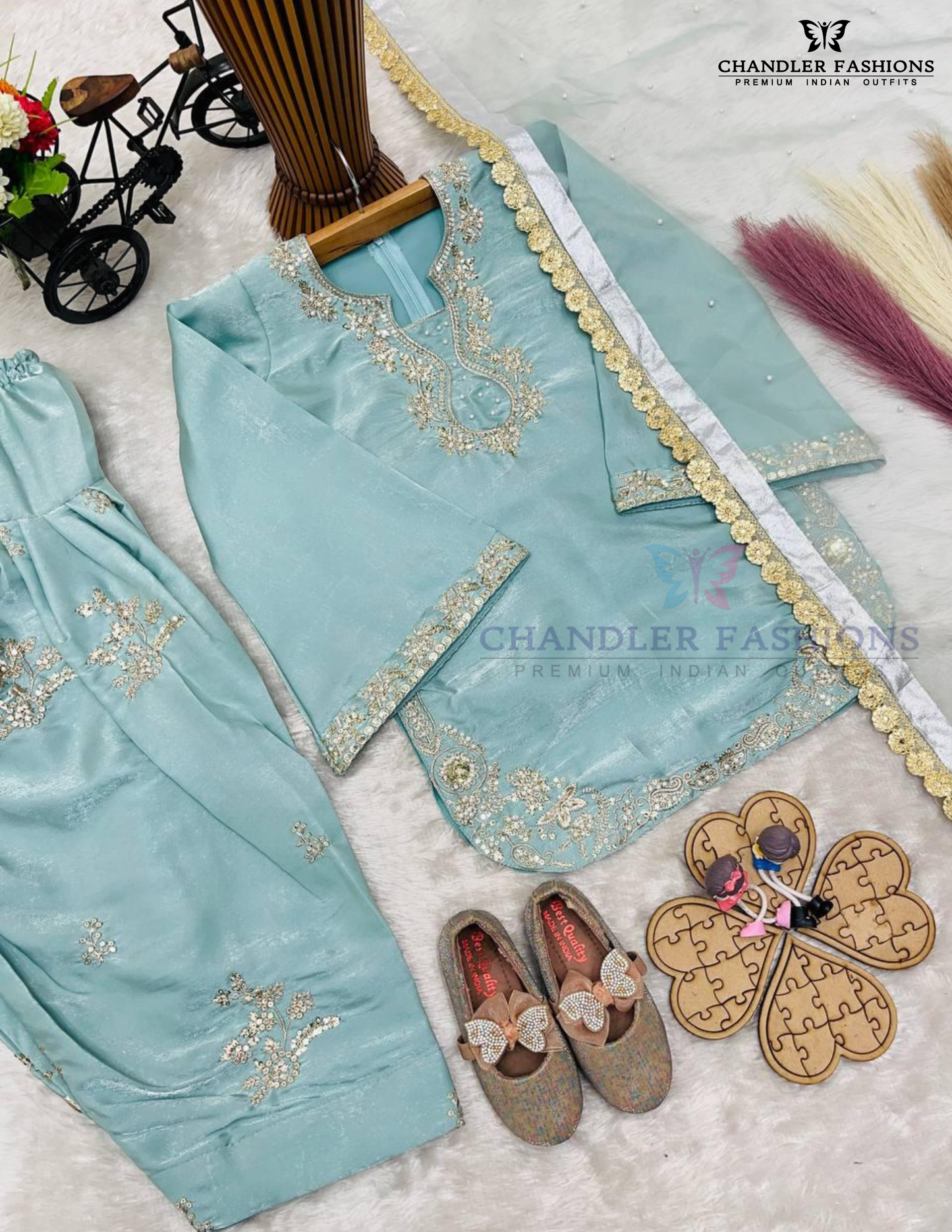 Roman Glass Silk Kids Kurti Suits In Yuma