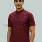 Graceful Maroon Color Silk Cotton Short Kurta For Men