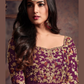 Wine Color Net With Embroidery Work Anarkali Suit Near Me