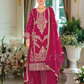 Elegant Dark Pink Color Soft Organza With Embroidery Work Salwar Suits For Women