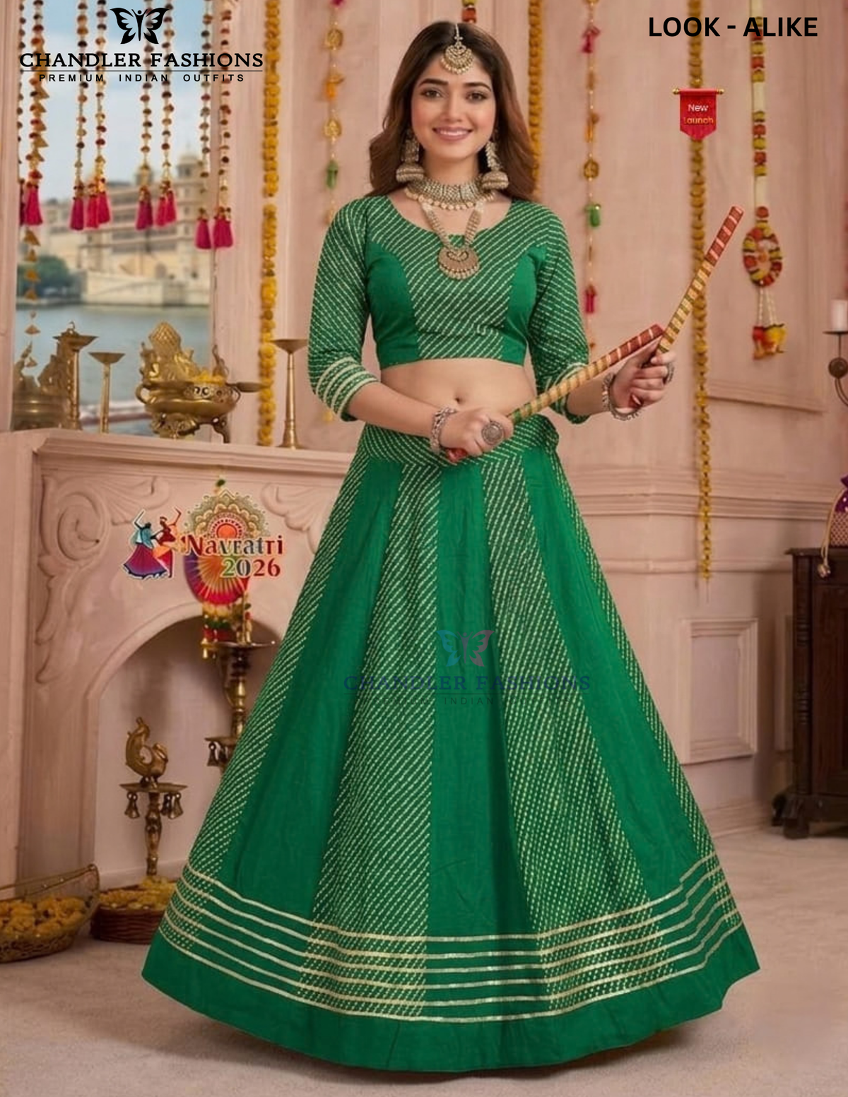 Elegant Green Color Rayon With Print And Gota Patti Work Chaniya Choli For Women