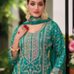 Green Color Heavy Silk With Embroidery Work Palazzo Suits Near Me