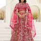Amazing Red Color Net Embellished Embroidered Lehenga Choli With Dupatta Set For Women