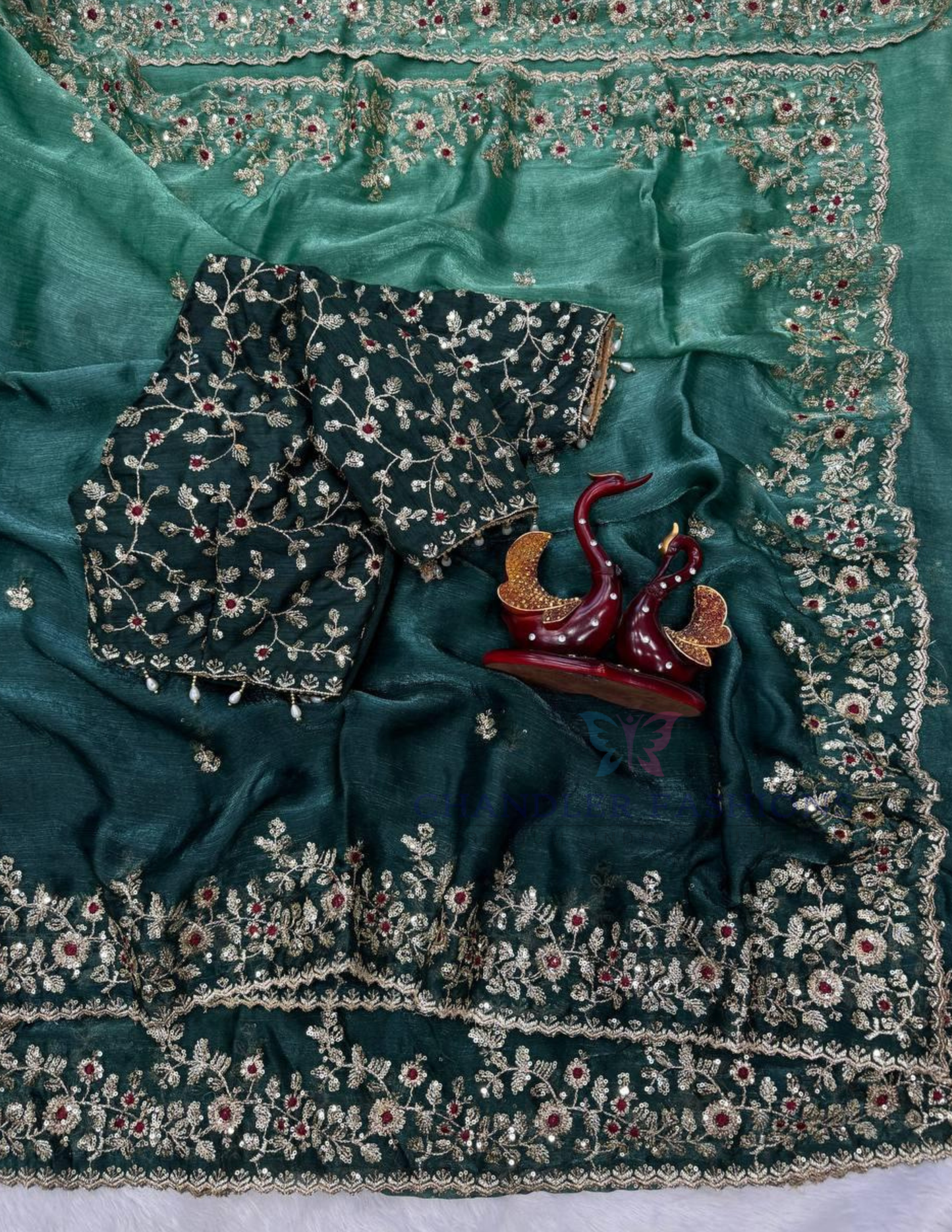 Designer Sequins And Embroidery Work Saree In USA