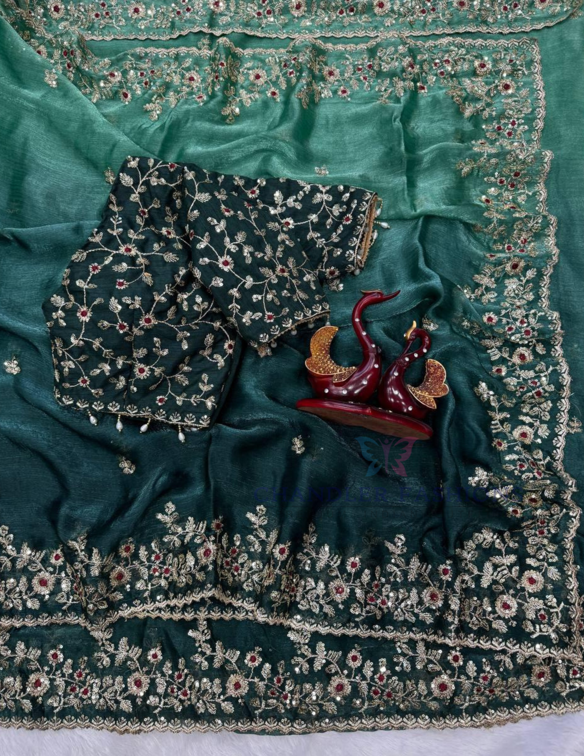 Designer Sequins And Embroidery Work Saree In USA