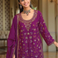 Purple Color Chinon Palazzo Suits With Dupatta Near Me