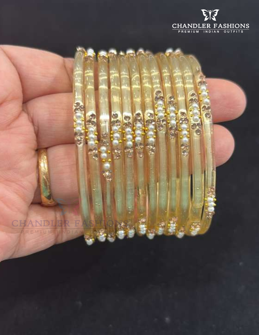  Gorgeous Gold Colored Glass Bangles For Women
