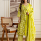Charming Lime Green Color Cotton Printed Work Salwar Suits With Dupatta Set