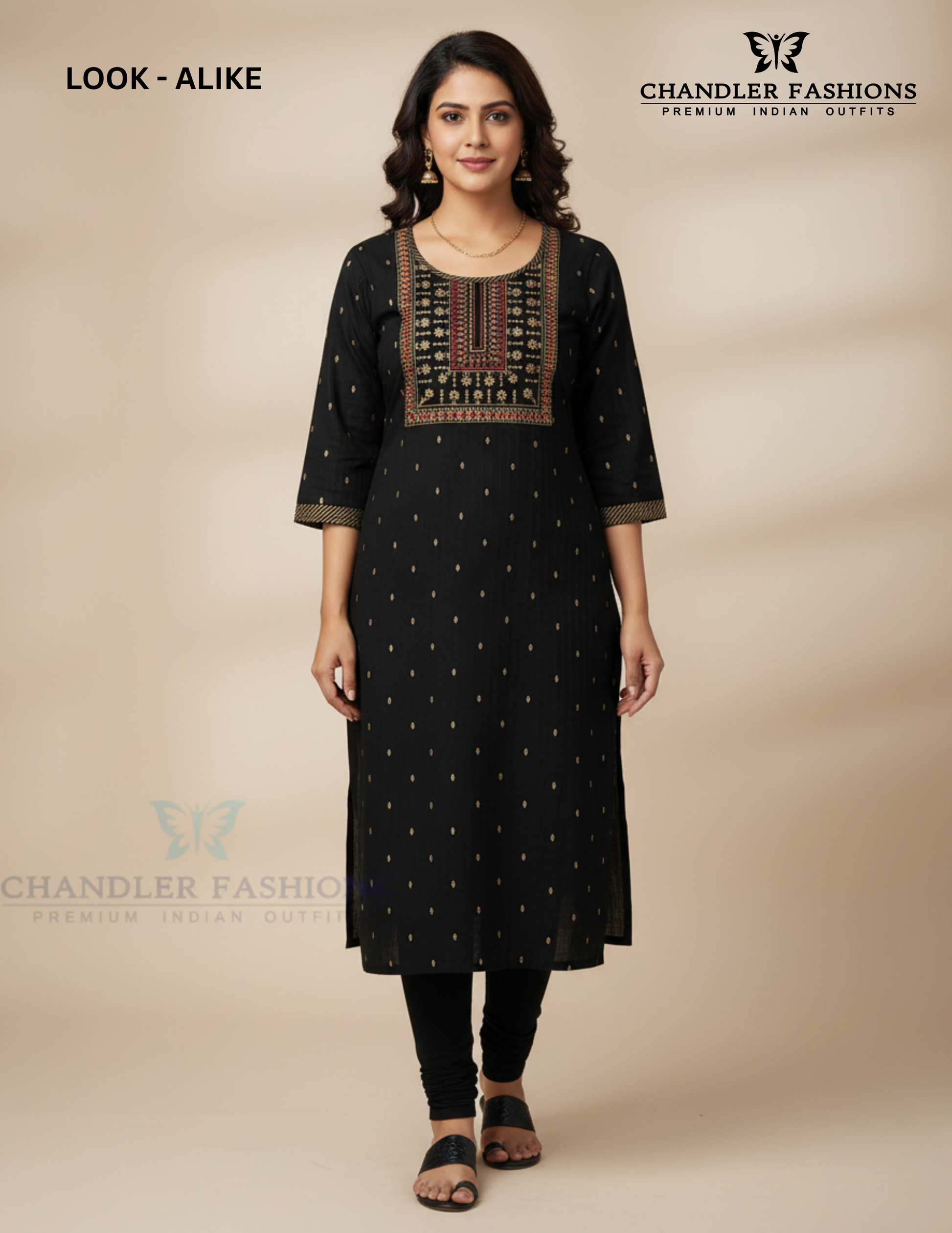 Alluring Black Color Cotton Kurti With Embroidary Work For Women