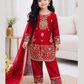 Beautiful Red Color Ready to Wear And Embroidery Work Palazzo Suits For Girls