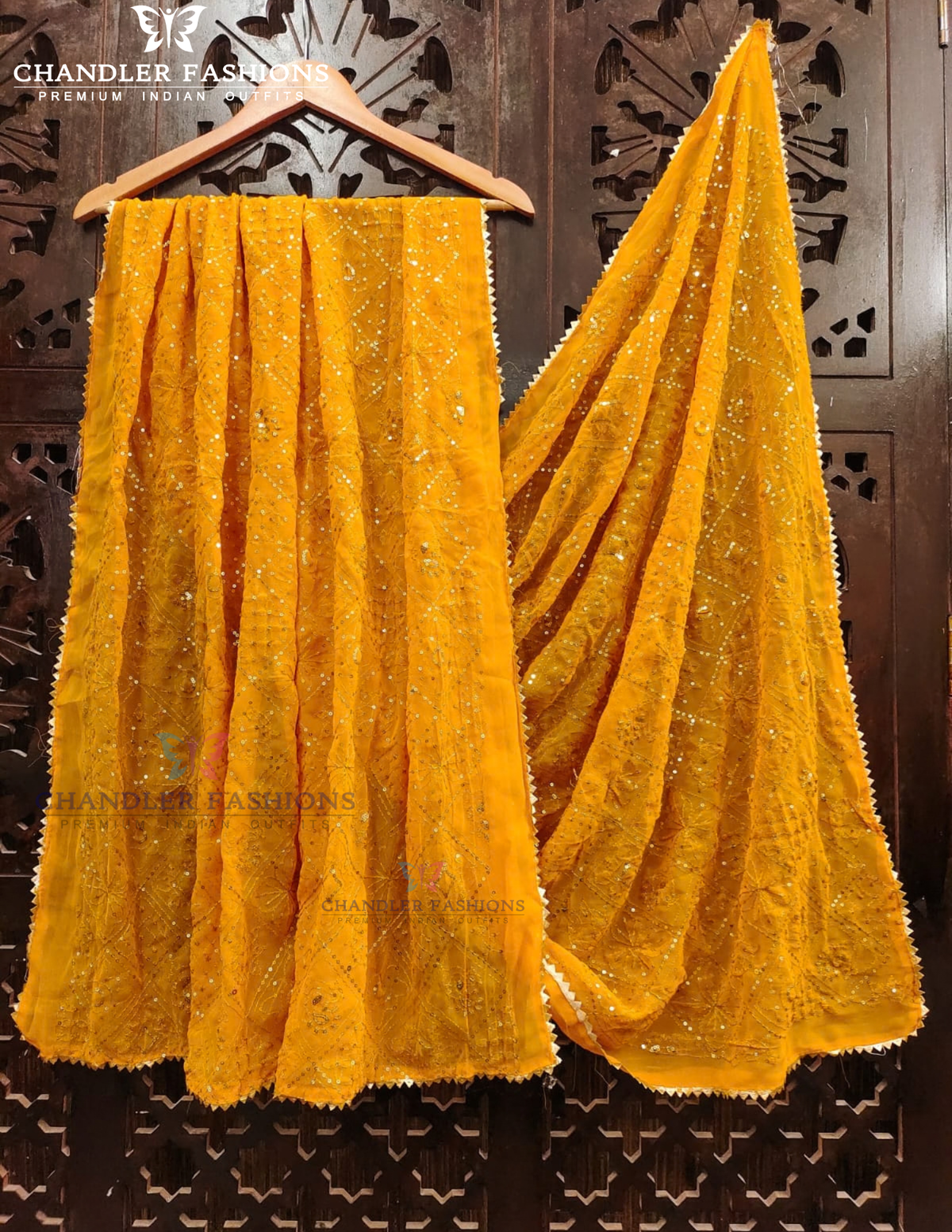 Amazing Yellow Color Georgette With Printed And Zari Work Dupatta For Women