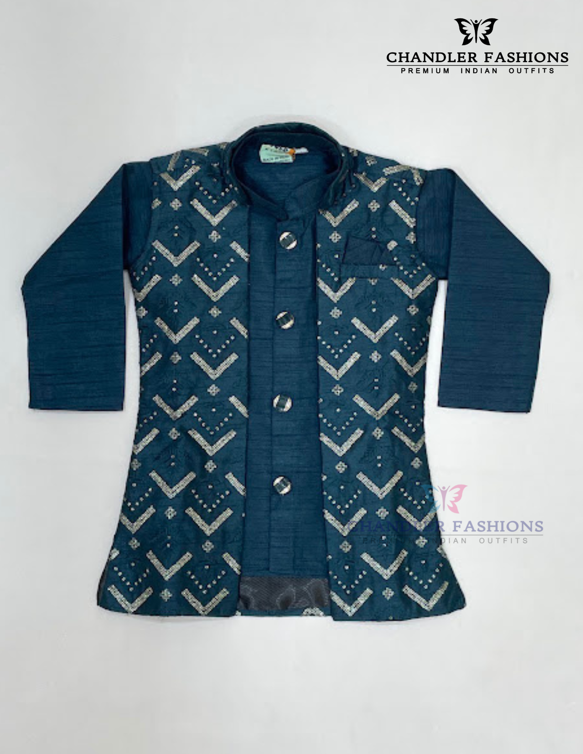 Green Color Sherwani With Embroidery Work In Mesa