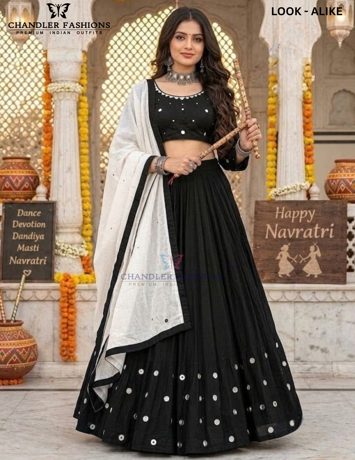 Amazing Black Color Rayon Cotton Mirror Work Chaniya Choli For Women