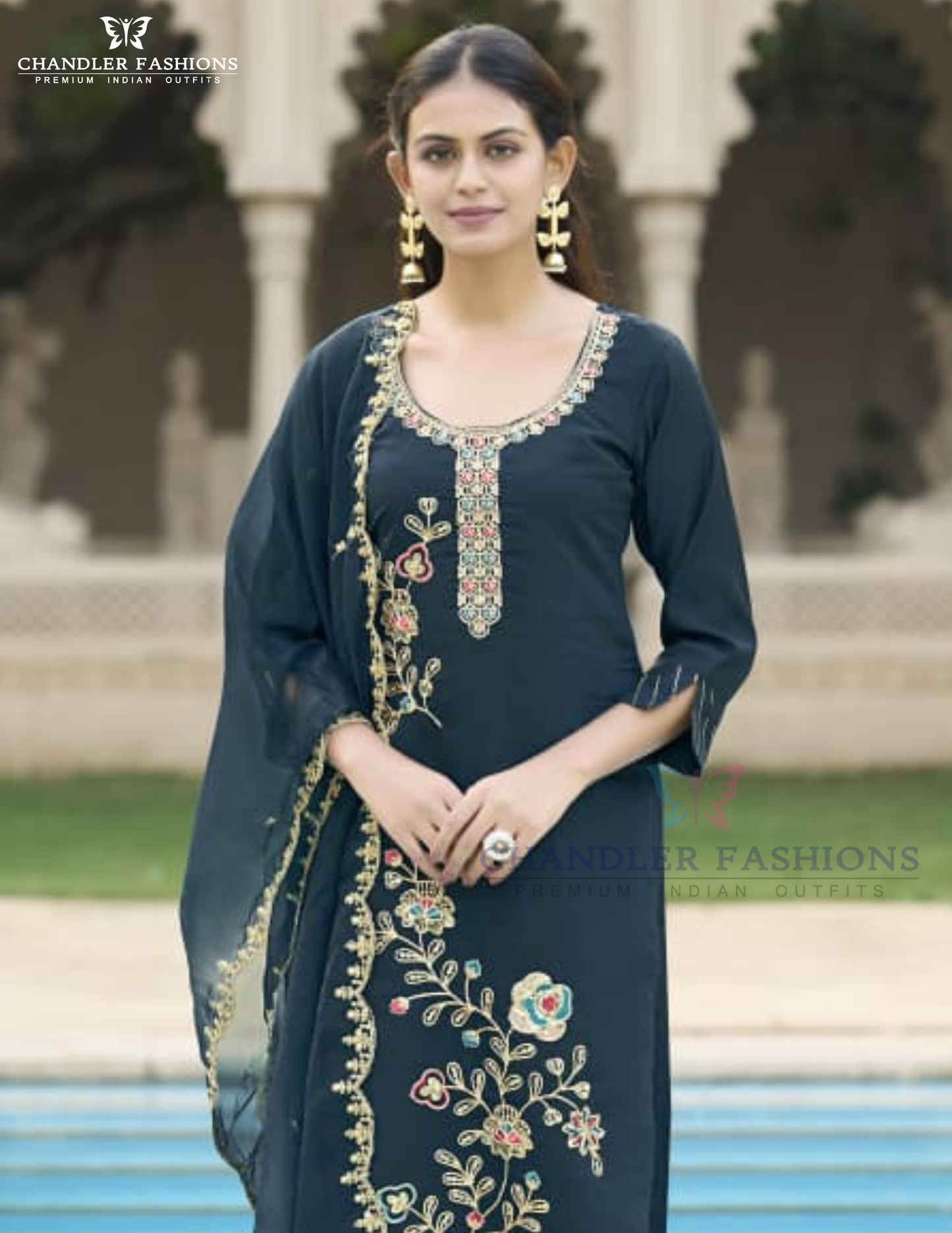 Teal Blue Color Salwar Suits With Dupatta Near Me