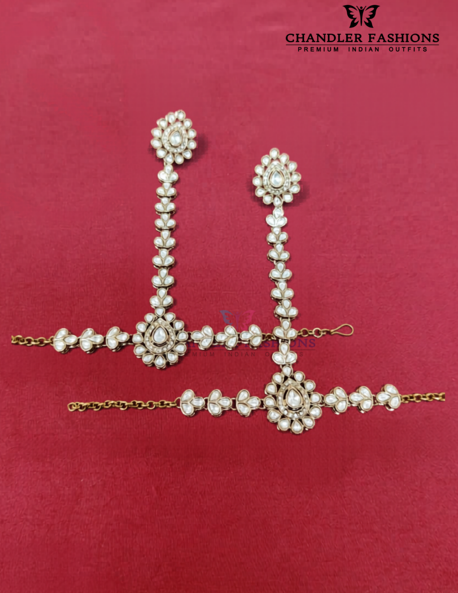Attractive White stones Gold Plated Hand Chain For Women