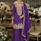 Gorgeous Violet Color Chinon Silk Sequins And Embroidery Work Palazzo Suits For Women