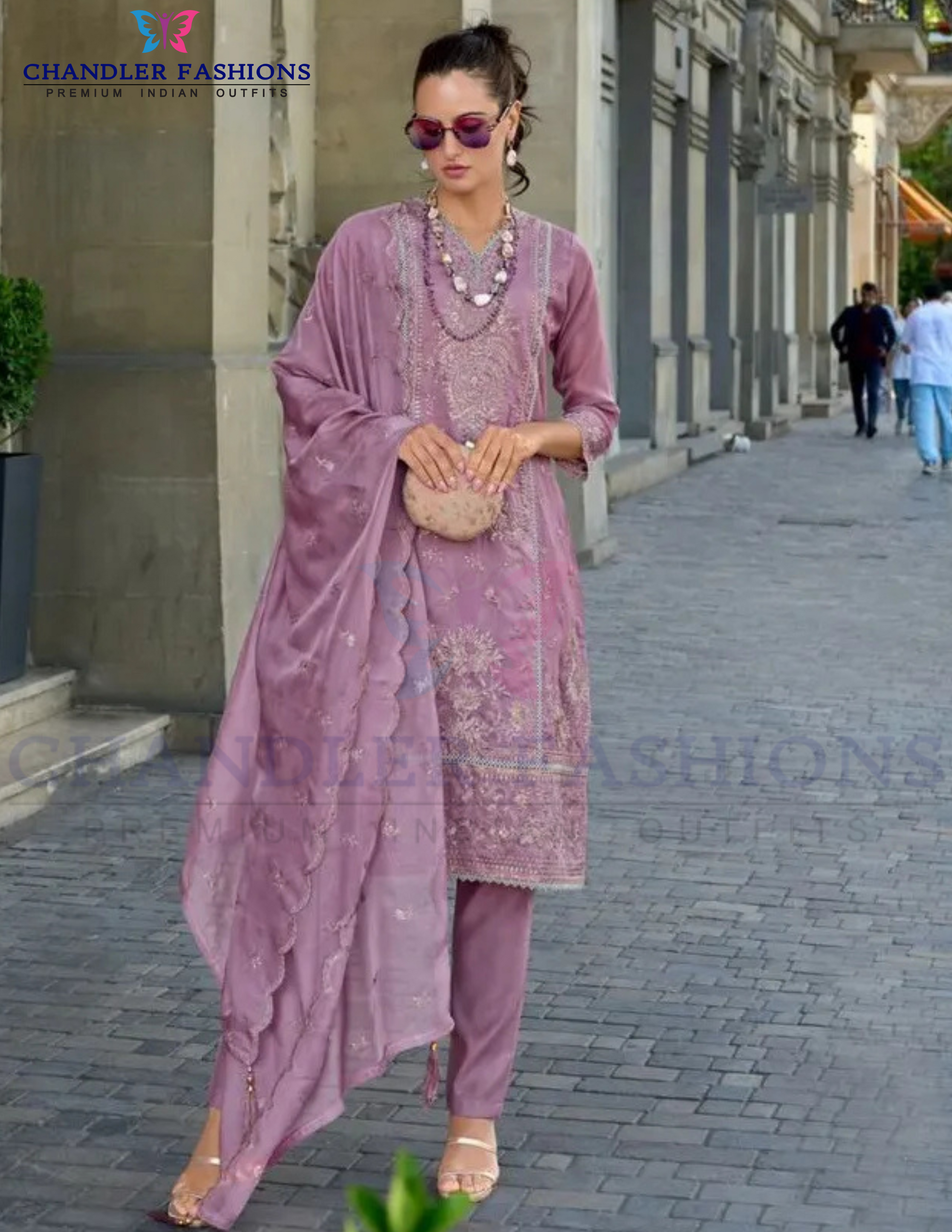 Gorgeous Lavender Color Soft Organza With Embroidery Work Salwar Suits With Dupatta