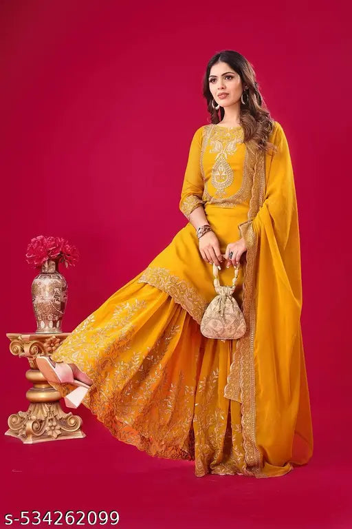 Faux Georgette With Heavy Embroidery Work For Women In USA