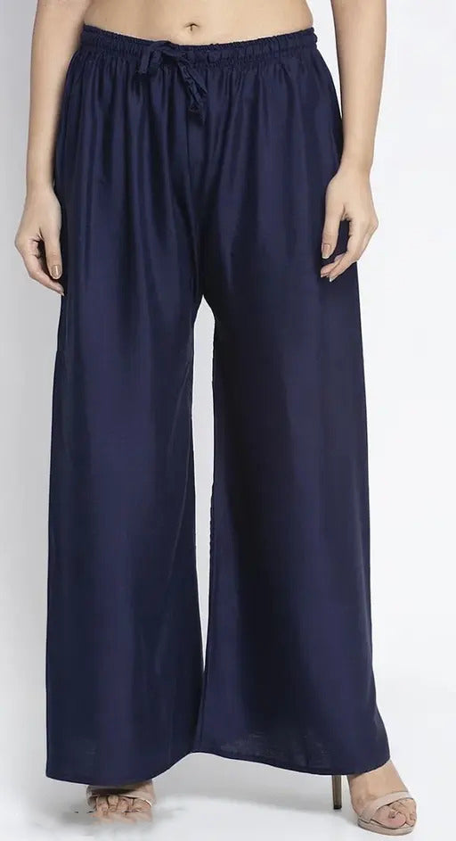 Beautiful Blue Colored Rayon Ethnic Wear Palazzo Pant For Women