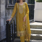 Trendy Festival Wear Mustard Yellow Embroidery Work With Soft Organza Salwar Suit