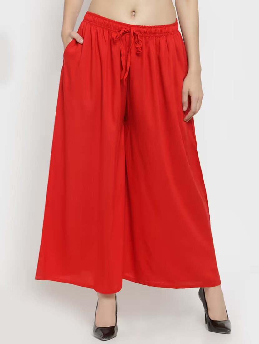 Attractive Red Colored Rayon Palazzo For Women