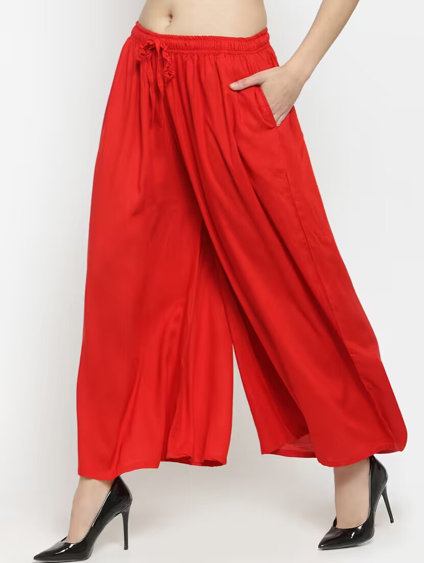 Attractive Red Colored Rayon Palazzo For Women In Near Me