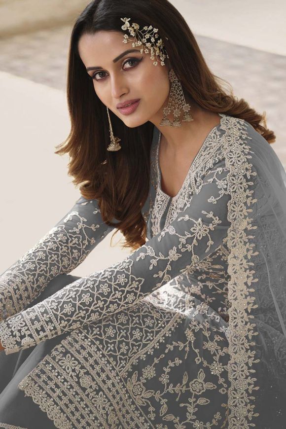 Designer Embroidered Net Beautiful Palazzo Suit Near Me