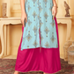 Collared Slub Rayon Kurti With Pink Palazzo Pants In Prescott