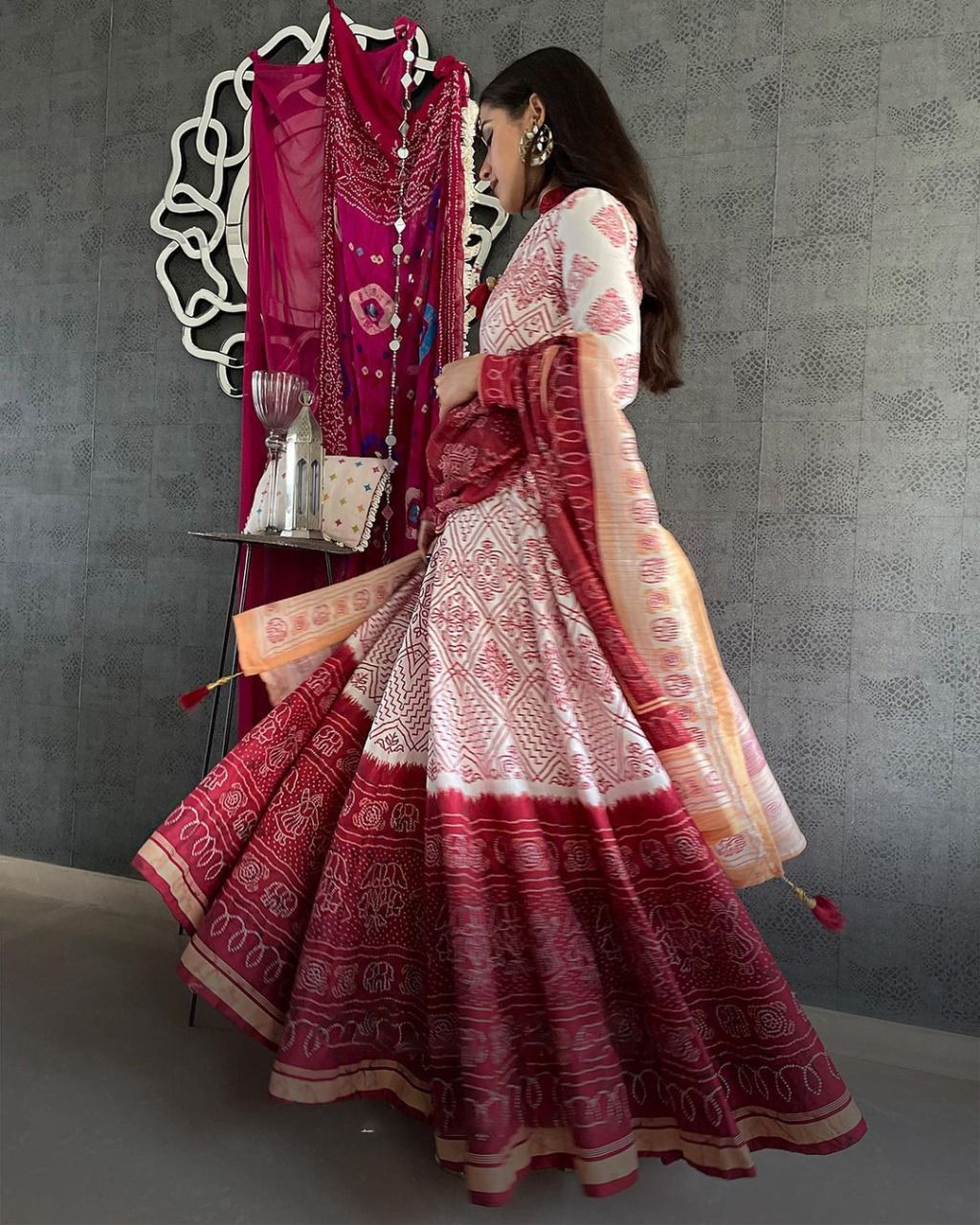 Anarkali Gown With Printed Dupatta In USA