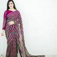 Elegant Purple Sequins Stripe Pure Georgette Trendy Saree