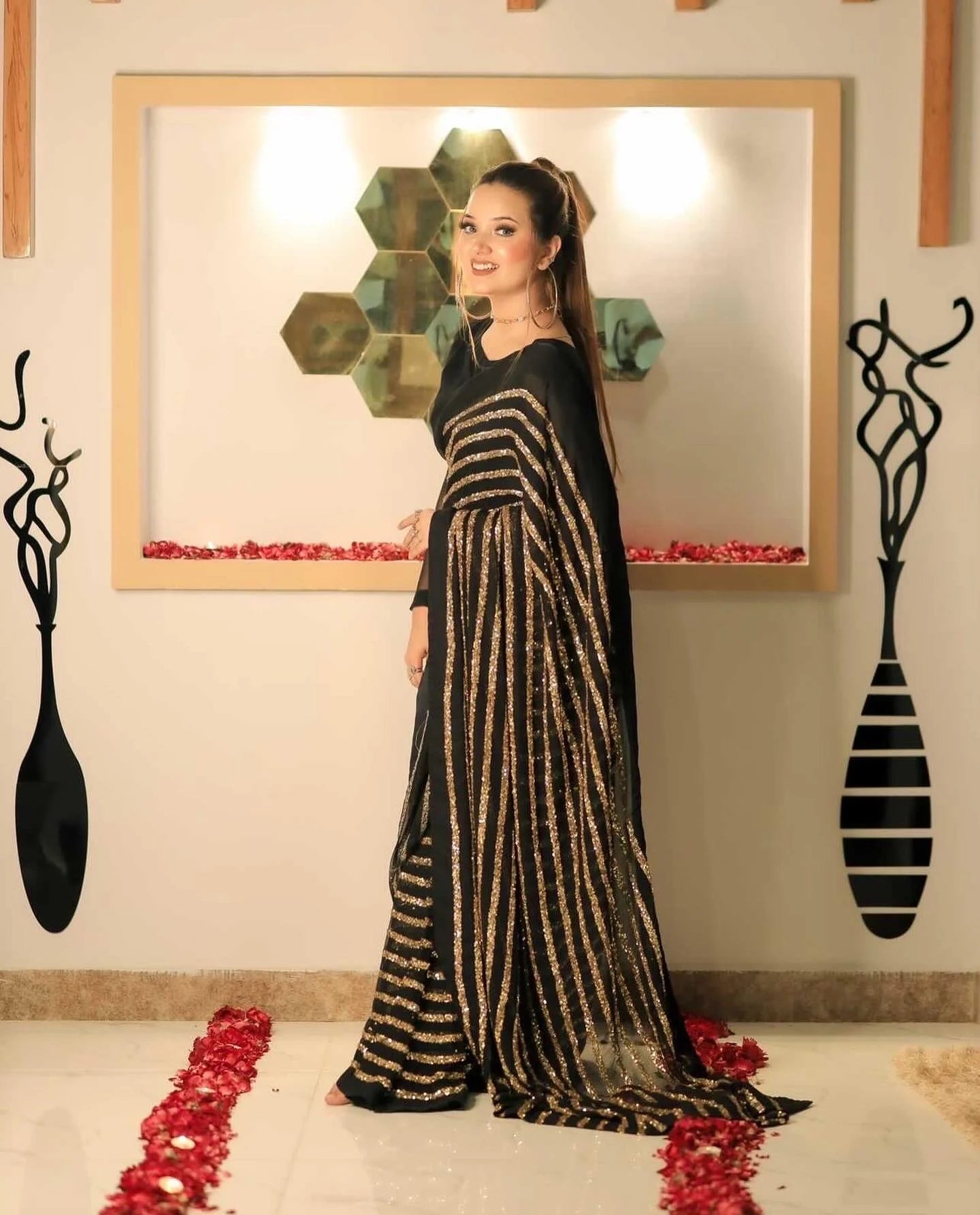 Black Color Party Wear Designer Sarees in USA