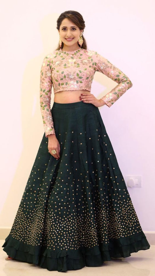 Beautiful Jersey Dusty Dark Green Color Wedding Lehenga Choli in Phoenix